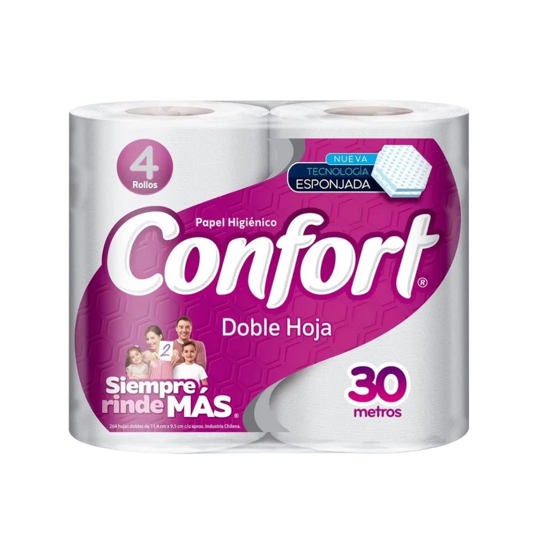 PAPEL HIGIÉNICO CONFORT DOBLE HOJA 4U X 30M - Imagen 1