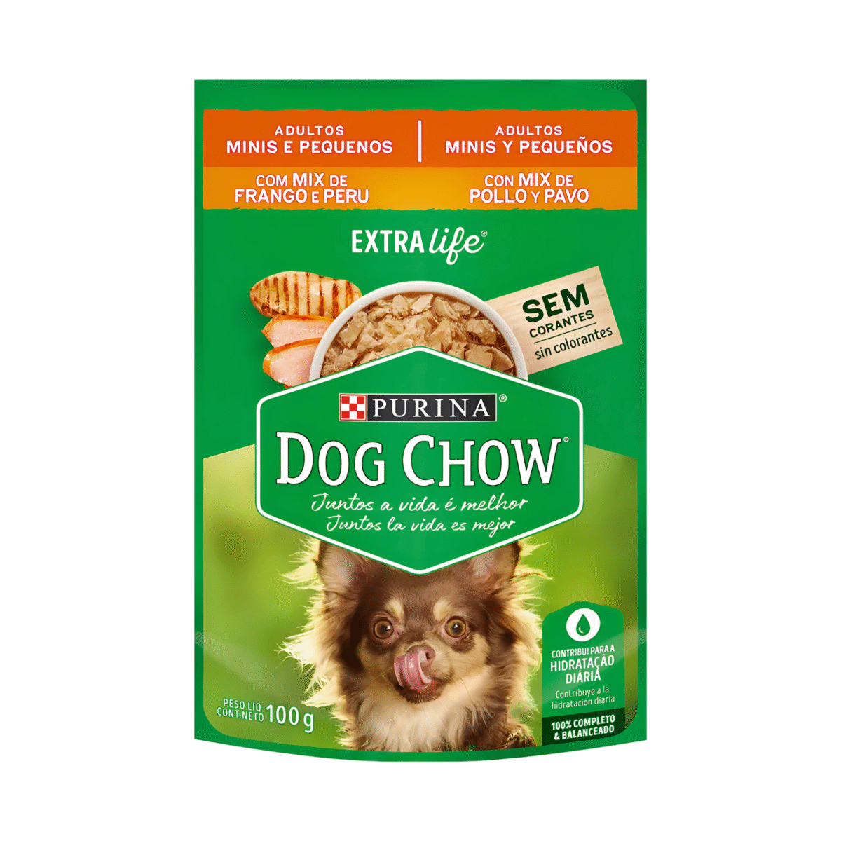 SACHET DOG CHOW ADULTOS MINIS Y PEQUEÑOS SABOR POLLO Y PAVO 100 G
