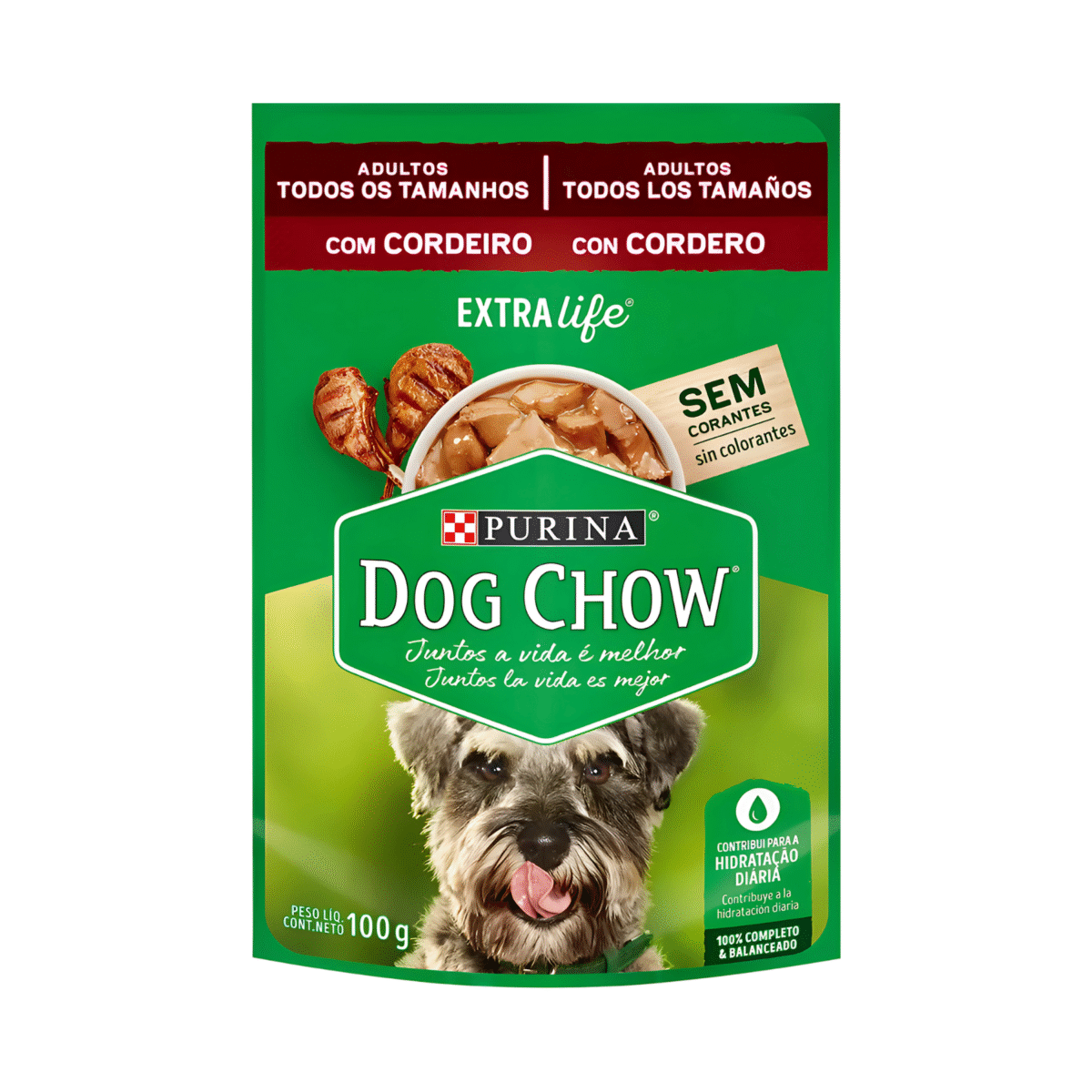 SACHET DOG CHOW ADULTOS TODOS LOS TAMAÑOS SABOR CORDERO 100 G