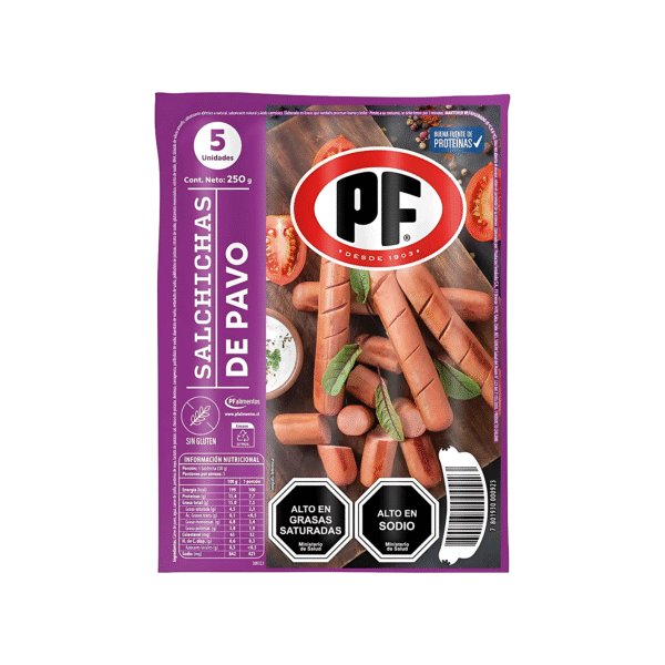 SALCHICHAS DE PAVO PF 5 U 250 G