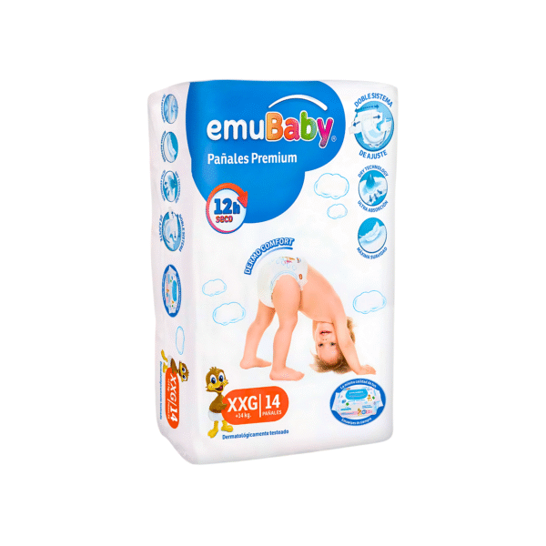 PAÑAL EMUBABY PREMIUM TALLA XXG 8PAQ X 14U MANGA
