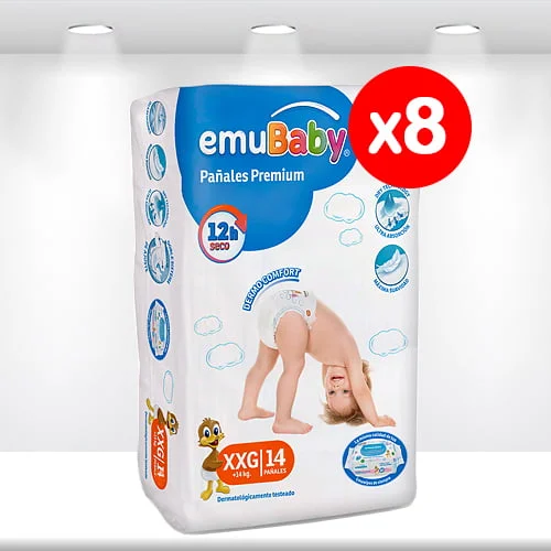 Pañal emubaby premium  XXG manga  8 pq x 14und , Cod 802