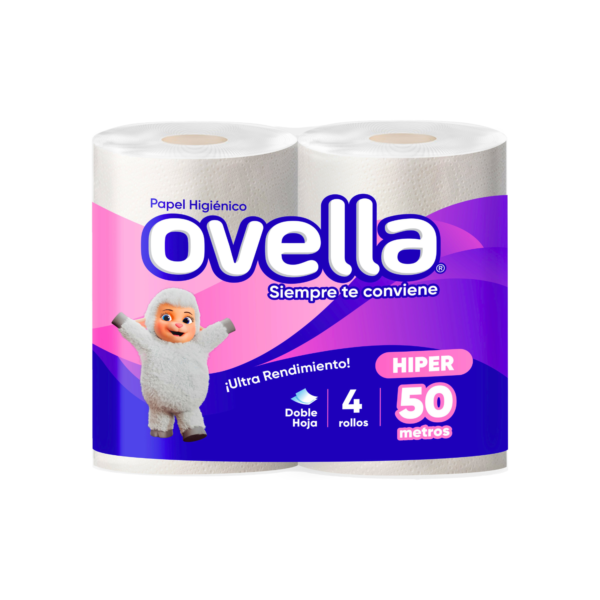 PAPEL HIGIÉNICO OVELLA 4 X 50 METROS (X8 PAQUETES)