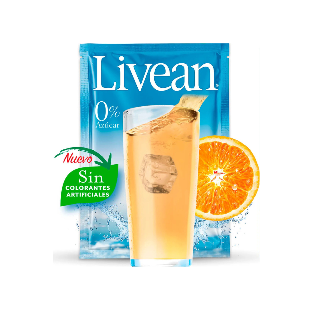 DISPLAY JUGO EN POLVO LIVEAN NARANJA 7 G X 10