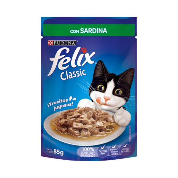 DISPLAY SACHET FELIX CLASSIC CON SARDINA PURINA 85 G (15 UNIDADES)