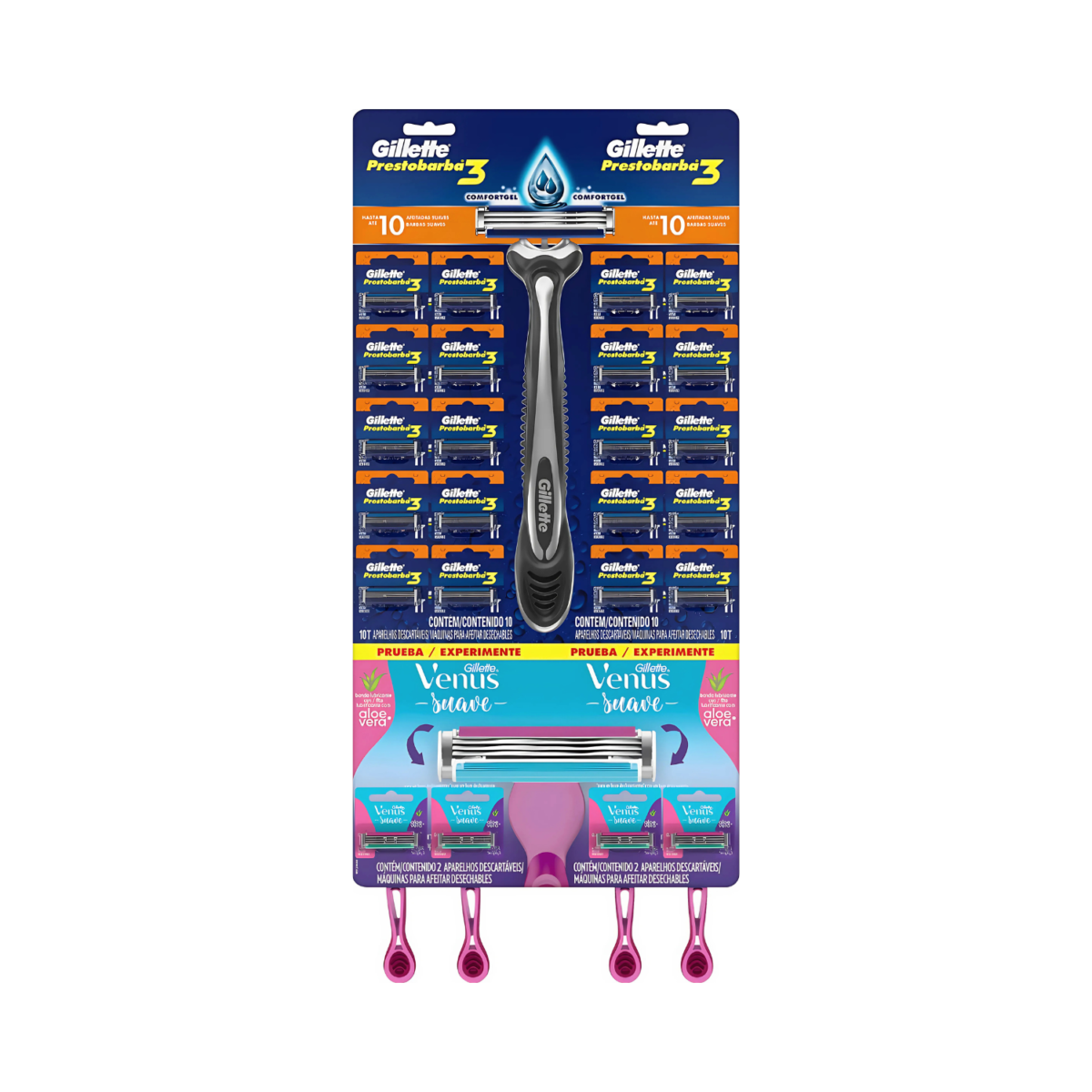DISPLAY PRESTOBARBA GUILLETTE 3 HOJAS 24 U