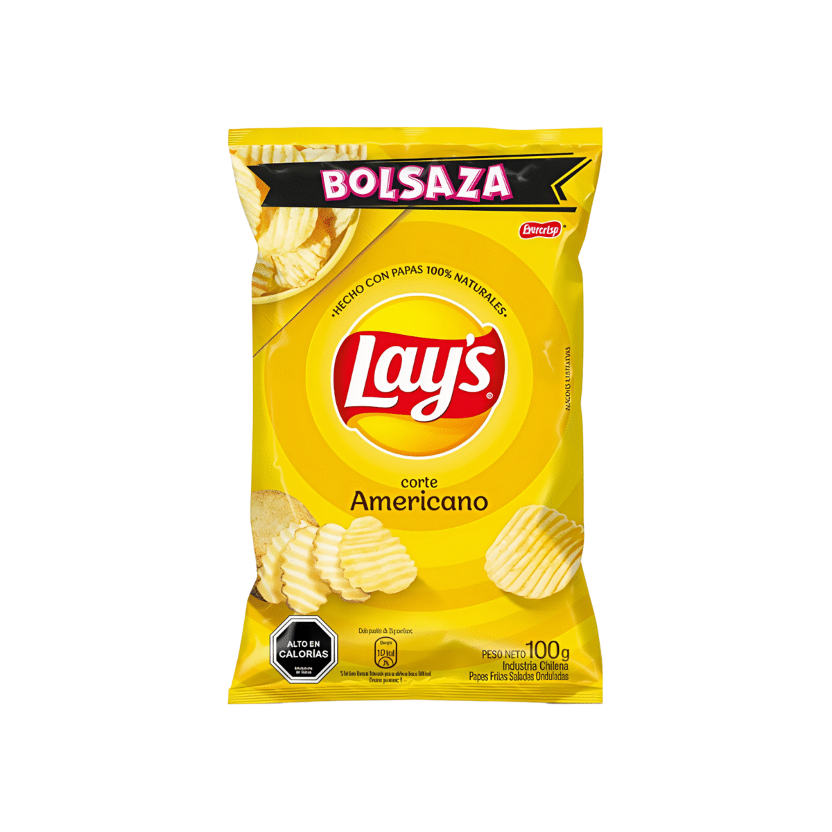 SNACK PAPAS FRITAS LAYS BOLSAZA EVERCRISP 100 G