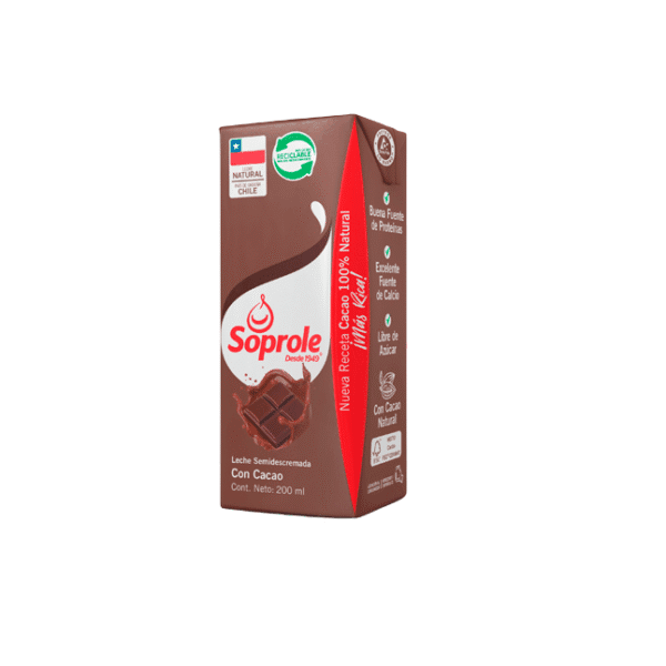 DISPLAY LECHE SOPROLE TETRA UHT 200 ML CHOCOLATE